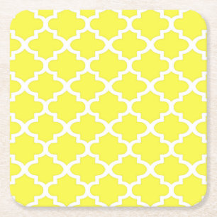 Dessous-de-verre Carré En Papier Motif d'architecture d'arabesque en jaune d'agrume