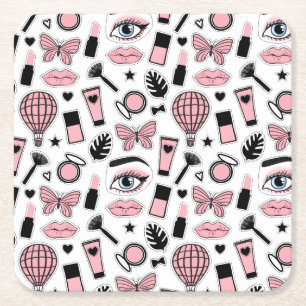 Dessous-de-verre Carré En Papier Motif d'autocollant de maquillage
