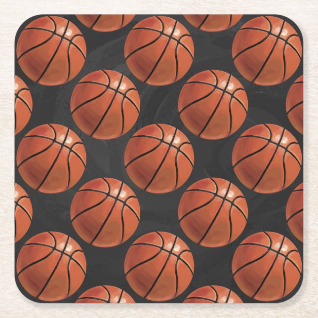 Dessous-de-verre Carré En Papier Motif de basket-ball peint (Devant)