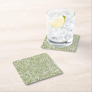Dessous-de-verre Carré En Papier Motif de branches feuillues vertes 