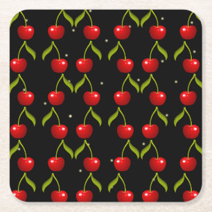 Dessous-de-verre Carré En Papier Motif de cerises brillantes
