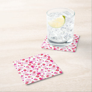 Dessous-de-verre Carré En Papier Motif De Chouettes, Chouettes Mignonnes, Chouettes