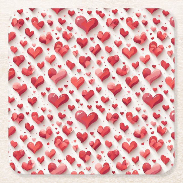 Dessous-de-verre Carré En Papier Motif de coeur (Devant)