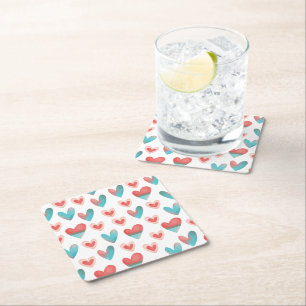 Dessous-de-verre Carré En Papier Motif de coeur