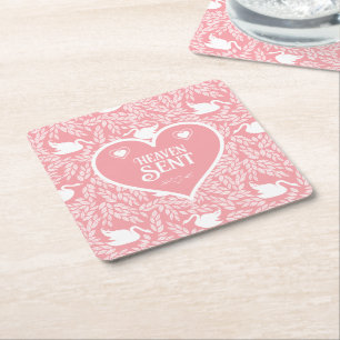 Dessous-de-verre Carré En Papier Motif de cygne rose et blanc pour Baby shower
