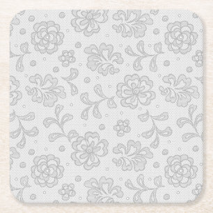 Dessous-de-verre Carré En Papier Motif de dentelle, cru 1 de fleur