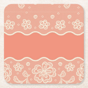 Dessous-de-verre Carré En Papier Motif de dentelle, cru 4 de fleur