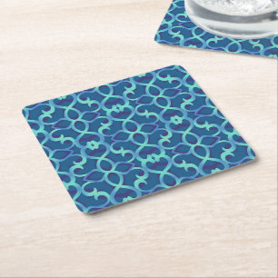 Dessous-de-verre Carré En Papier Motif de dentelle Turquoise bleu