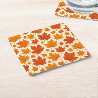 Dessous-de-verre Carré En Papier Motif de feuilles d'automne