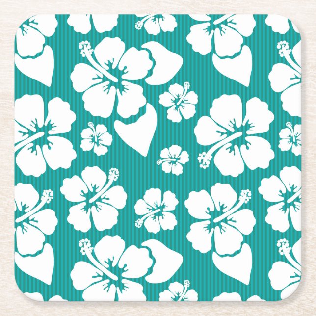 Dessous-de-verre Carré En Papier Motif de fleur hawaïen de ketmie (Devant)