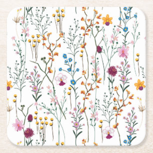 Dessous-de-verre Carré En Papier Motif de fleur sauvage d'été