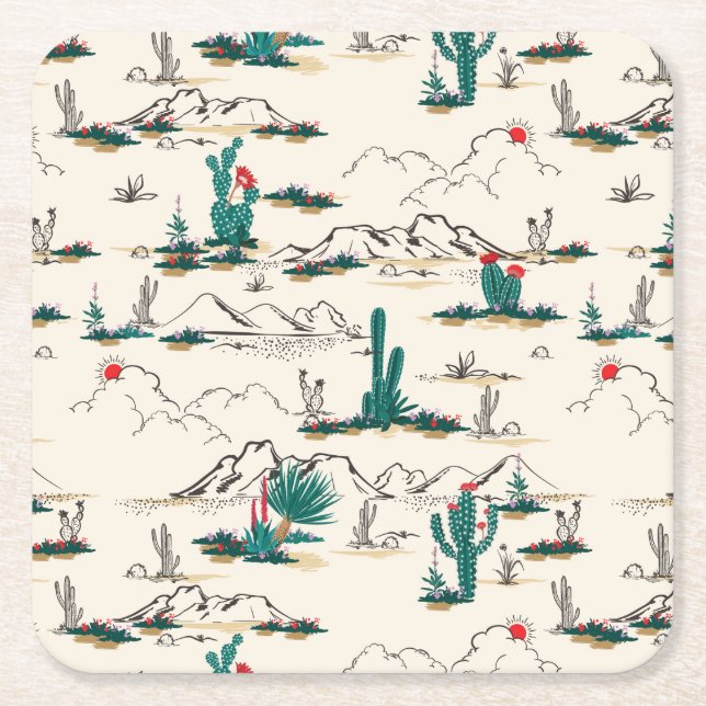 Dessous-de-verre Carré En Papier Motif de floraison de Succulents (Devant)