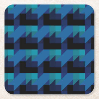 Dessous-de-verre Carré En Papier Motif de mélange géométrique en bleu foncé