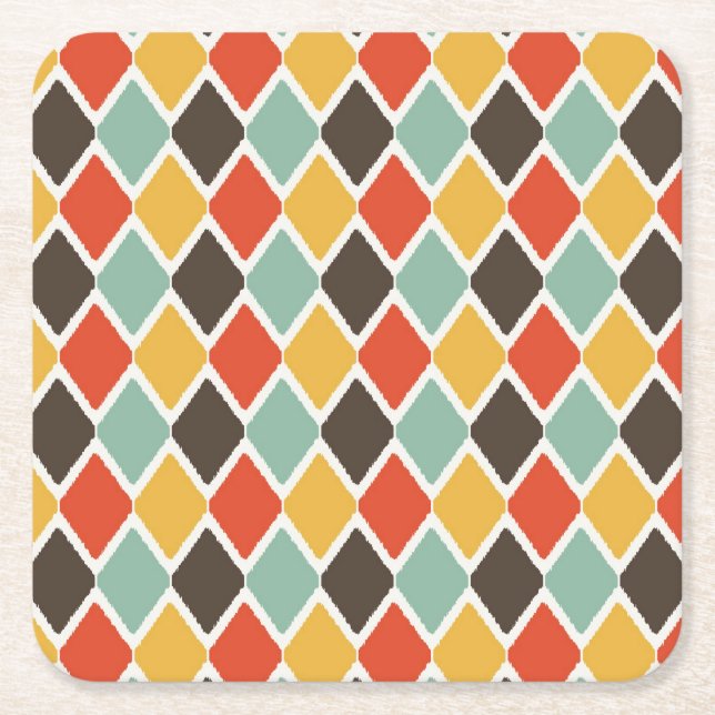 Dessous-de-verre Carré En Papier motif de mode tribal ikat moderne (Devant)