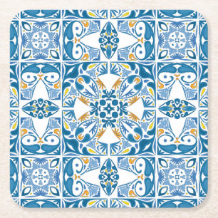 Dessous-de-verre Carré En Papier Motif de mosaïque portugaise