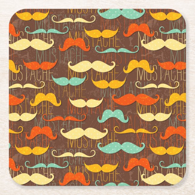 Dessous-de-verre Carré En Papier Motif de moustache (Devant)
