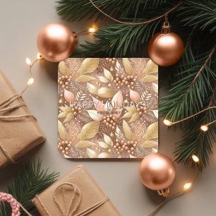 Dessous-de-verre Carré En Papier Motif de Noël en or rose #8 ID1009