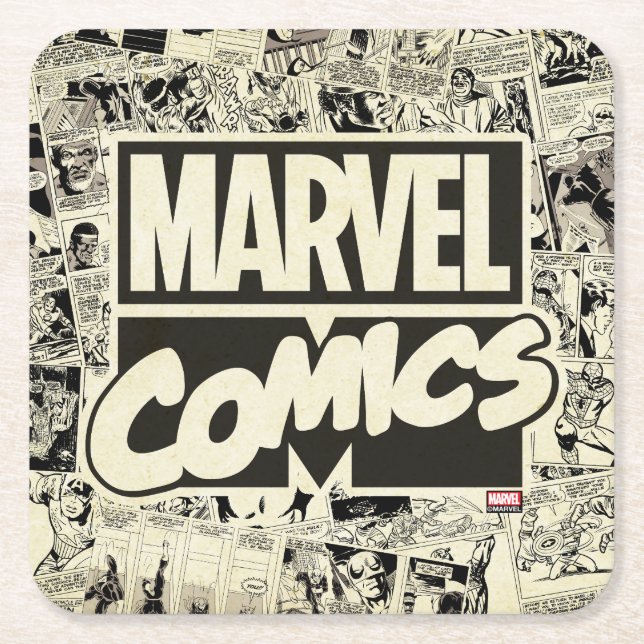 Dessous-de-verre Carré En Papier Motif de pages de bandes dessinées Marvel (Devant)