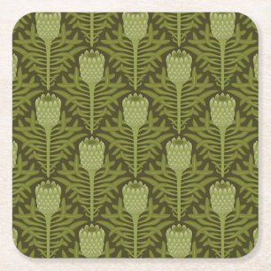 Dessous-de-verre Carré En Papier Motif de plante verte sereine pour décoration mode
