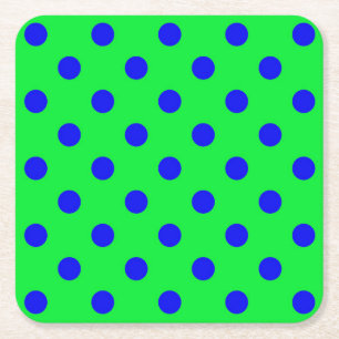Dessous-de-verre Carré En Papier Motif de pois en bleu sur fond vert 