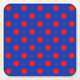 Dessous-de-verre Carré En Papier Motif de pois rouges sur fond bleu 
