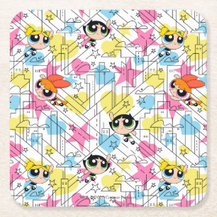 Dessous-de-verre Carré En Papier Motif de Powerpuff Girls Townsville