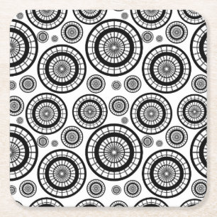 Dessous-de-verre Carré En Papier Motif de roue répétitive noir et blanc