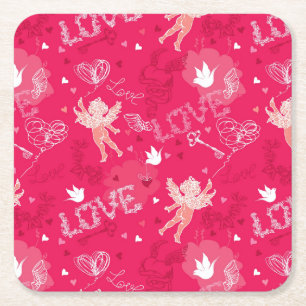 Dessous-de-verre Carré En Papier Motif de Saint-Valentin avec le cupidon