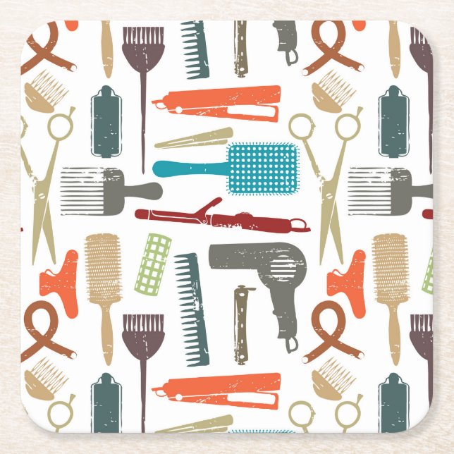 Dessous-de-verre Carré En Papier Motif de soins capillaires (Devant)