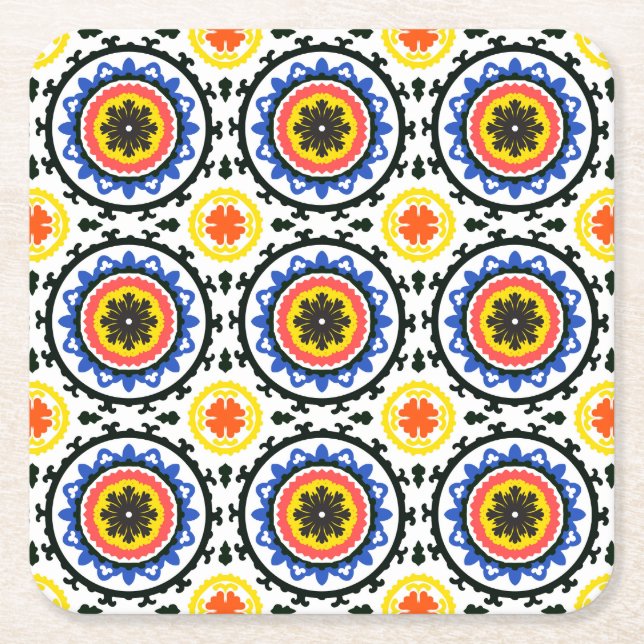 Dessous-de-verre Carré En Papier Motif de Suzani (Devant)