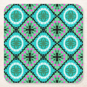 Dessous-de-verre Carré En Papier Motif de Suzani avec des motifs d'Ouzbékistan et