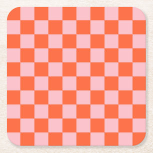 Dessous-de-verre Carré En Papier Motif de tableau de bord orange et rose