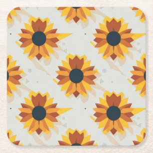 Dessous-de-verre Carré En Papier Motif de tournesol de style géométrique