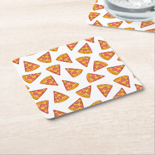 Dessous-de-verre Carré En Papier Motif de tranche Pizza Fun
