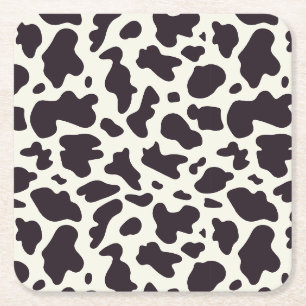 Dessous-de-verre Carré En Papier Motif de vache noir et blanc Imprimer