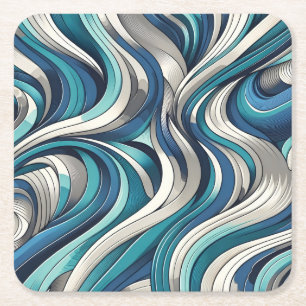 Dessous-de-verre Carré En Papier Motif de vague d'inspiration océanique