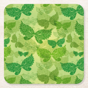 Dessous-de-verre Carré En Papier Motif de vert de ressort