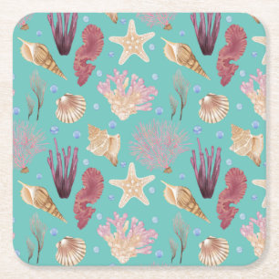 Dessous-de-verre Carré En Papier Motif de vie sous-marine coloré