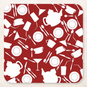 Dessous-de-verre Carré En Papier Motif d'éléments de cuisine