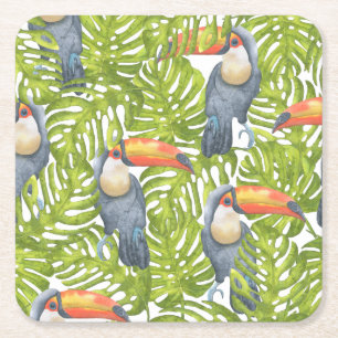 Dessous-de-verre Carré En Papier Motif des oiseaux de la jungle Toucan