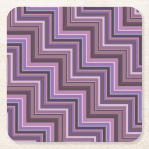 Dessous-de-verre Carré En Papier Motif d'escaliers à rayures mauve