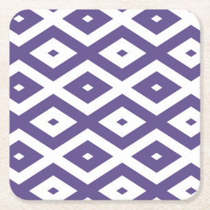 Dessous-de-verre Carré En Papier Motif diamant ultra violet et blanc