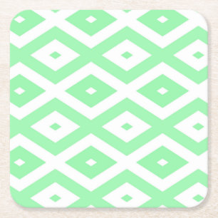 Dessous-de-verre Carré En Papier Motif diamant vert et blanc