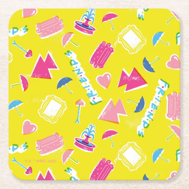 Dessous-de-verre Carré En Papier Motif d'icône Neon FRIENDS™ (Devant)