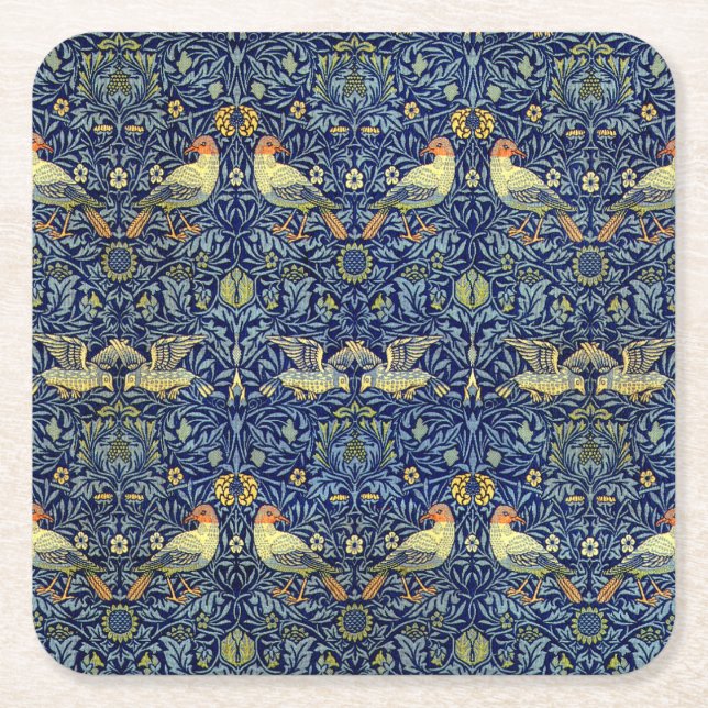 Dessous-de-verre Carré En Papier Motif d'oiseau de William Morris (Devant)