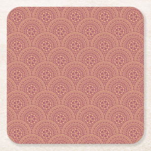 Dessous-de-verre Carré En Papier Motif d'ondes mandala or et violet