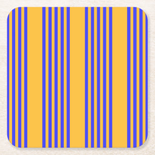 Dessous-de-verre Carré En Papier Motif électrique bleu et jaune cinq bandes