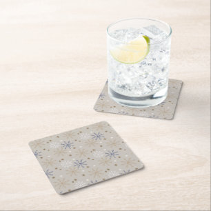 Dessous-de-verre Carré En Papier Motif élégant de flocon de neige beige
