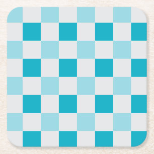 Dessous-de-verre Carré En Papier Motif en damier blanc et bleu