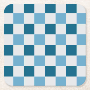 Dessous-de-verre Carré En Papier Motif en damier blanc et bleu
